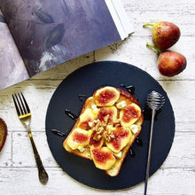 Load image into Gallery viewer, Slate Food food dinner party Plate round natural black slate for steak hot serving appetizer biodegradable plates modern eco-friendly plates for party kitchen decor