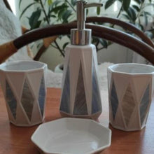 Load image into Gallery viewer, bathroom set of 4 decor sets bathroom accessories organizer for bathroom storage. soap dispenser set as bathroom decors accessory set bathroom vanity for cabinet