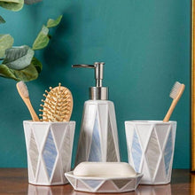 Load image into Gallery viewer, bathroom set of 4 decor sets bathroom accessories organizer for bathroom storage. soap dispenser set as bathroom decors accessory set bathroom vanity for cabinet