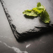 Load image into Gallery viewer, Slate Food food dinner party Plate round natural black slate for steak hot serving appetizer biodegradable plates modern eco-friendly plates for party kitchen decor