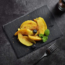 Load image into Gallery viewer, Slate Food food dinner party Plate round natural black slate for steak hot serving appetizer biodegradable plates modern eco-friendly plates for party kitchen decor