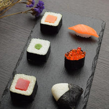 Load image into Gallery viewer, Slate Food food dinner party Plate round natural black slate for steak hot serving appetizer biodegradable plates modern eco-friendly plates for party kitchen decor