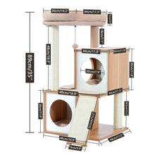 Load image into Gallery viewer, Wooden Cat House SIMBA pet house furniture supplies. pet toys for play. pet lover gift for pet room. Excellent gifts for pets friendly. modern cat furniture
