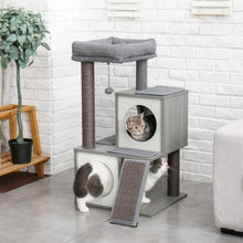 Load image into Gallery viewer, Wooden Cat House SIMBA pet house furniture supplies. pet toys for play. pet lover gift for pet room. Excellent gifts for pets friendly. modern cat furniture